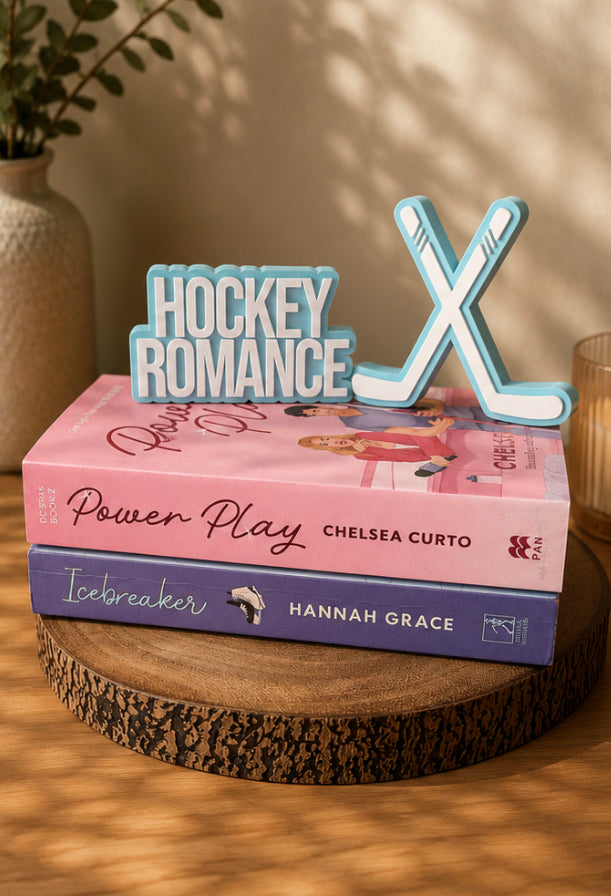 Hockey Romance Shelf Sign – 3D Printed Bookshelf Decor