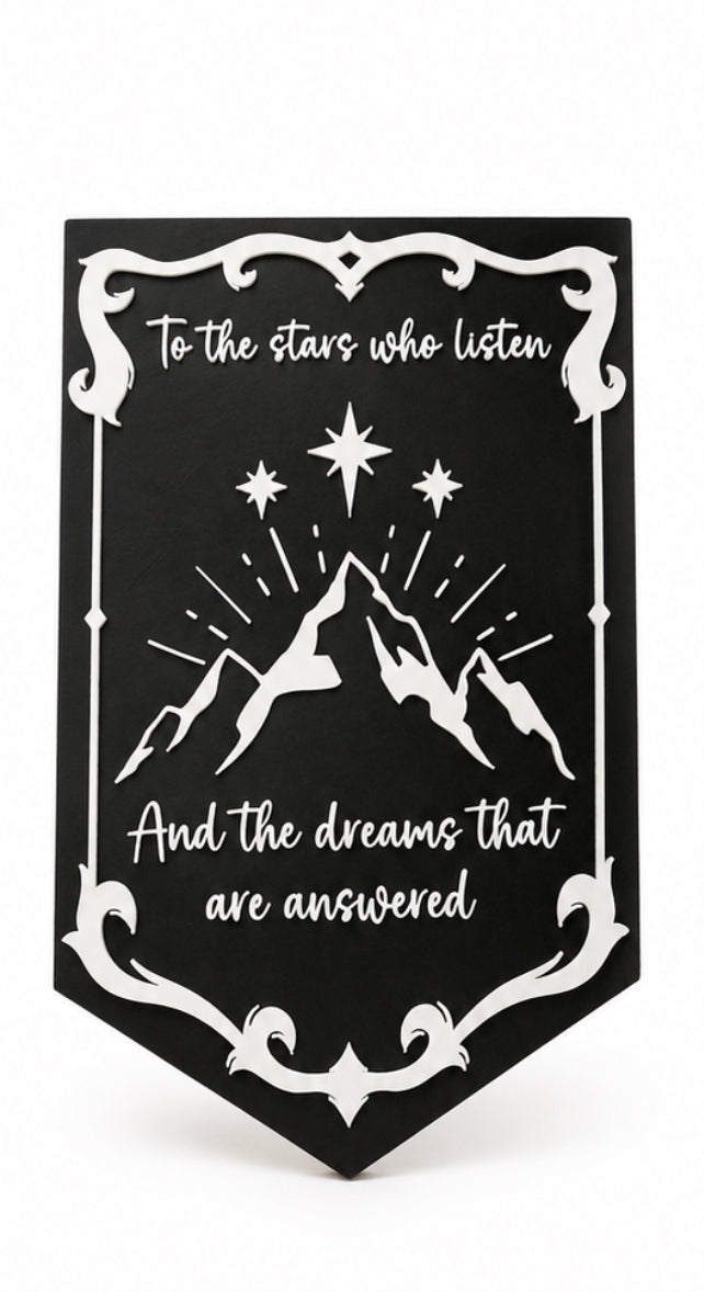 To the Stars Who Listen Shelf Sign – ACOTAR Bookshelf Decor