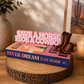 Save a Horse Ride a Cowboy Shelf Sign – 3D Printed Bookshelf Decor