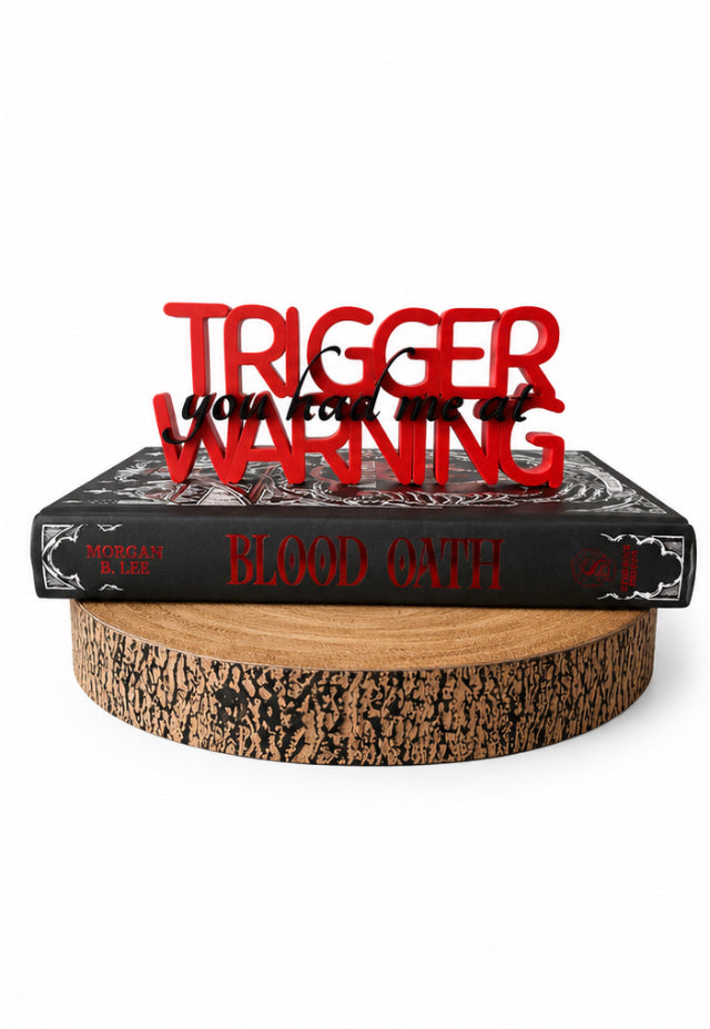 Trigger Warning Shelf Sign – 3D Printed Bookshelf Decor