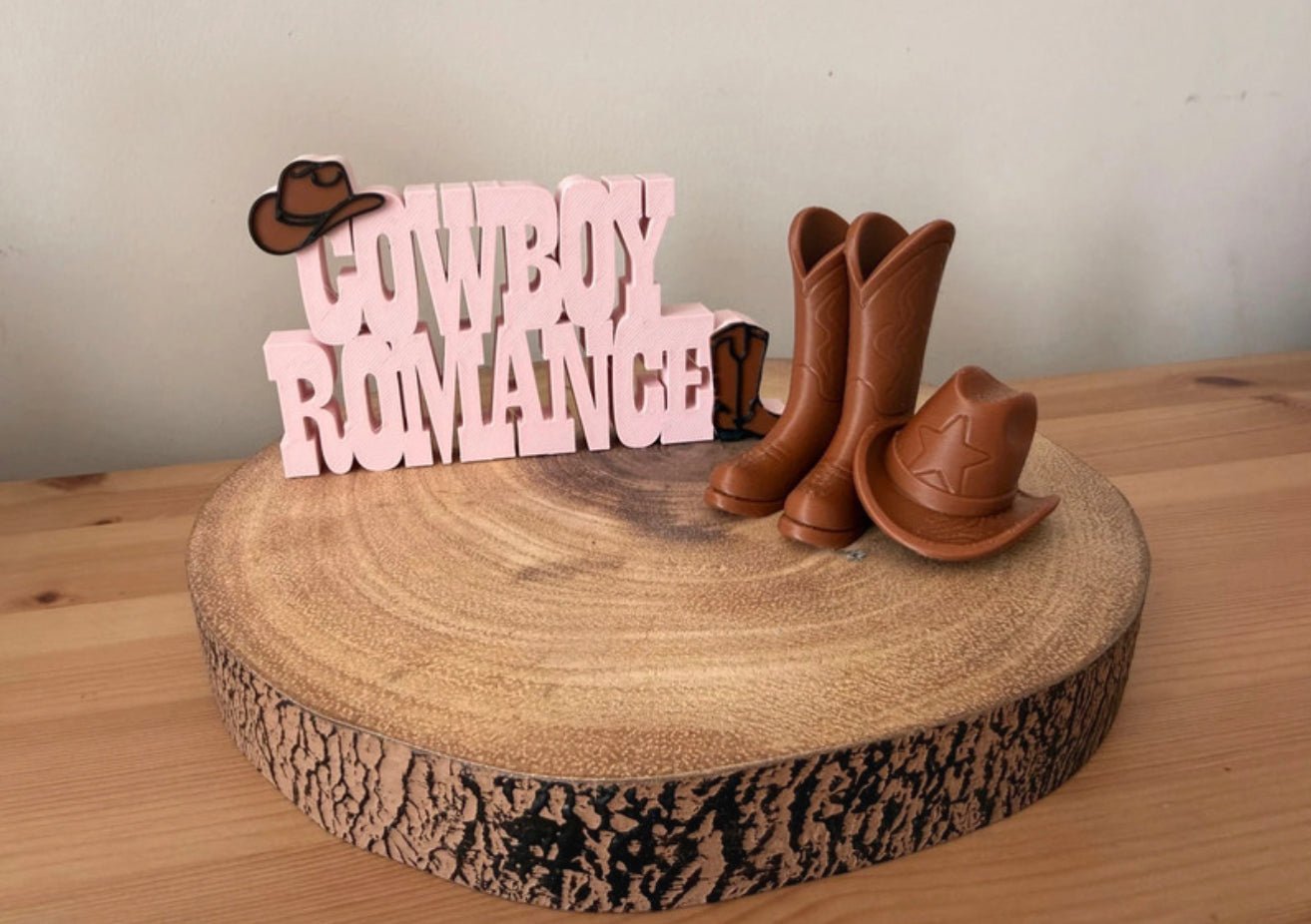 Cowboy Romance Decorative Plaque – 3D Printed Shelf Sign