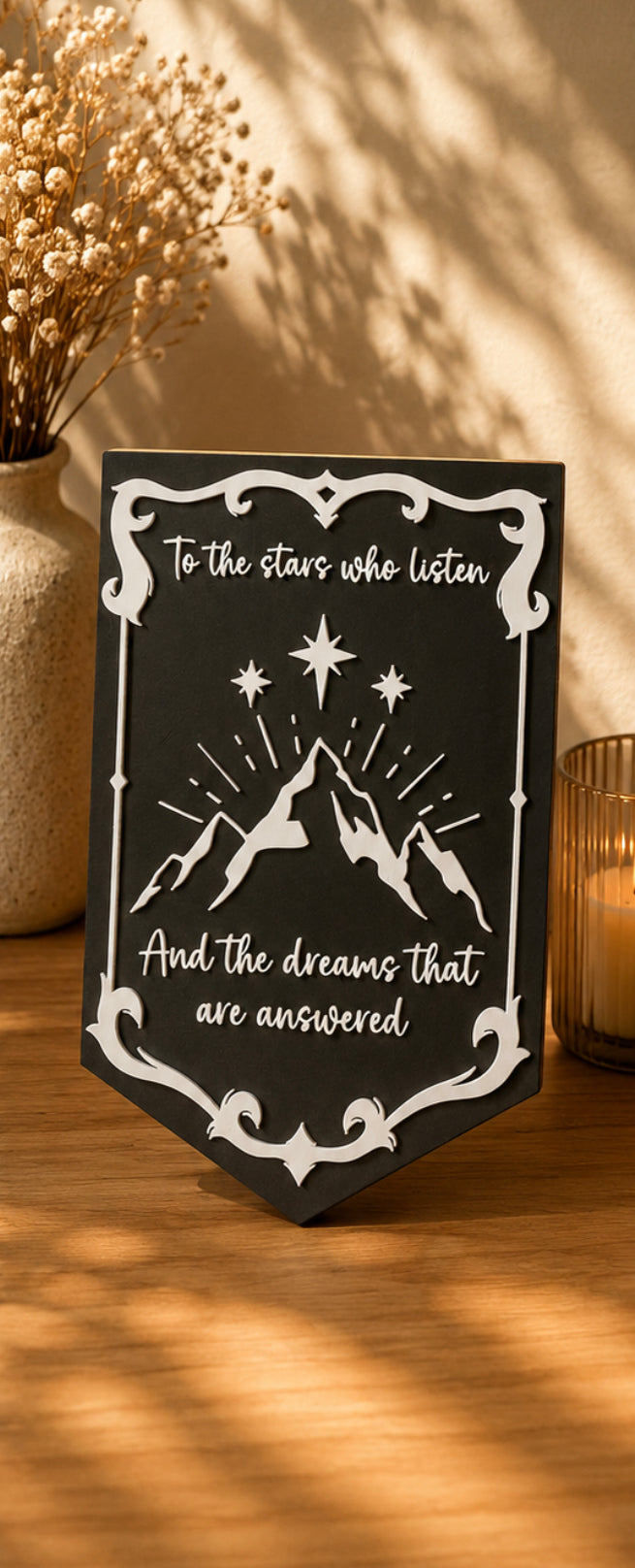To the Stars Who Listen Shelf Sign – ACOTAR Bookshelf Decor