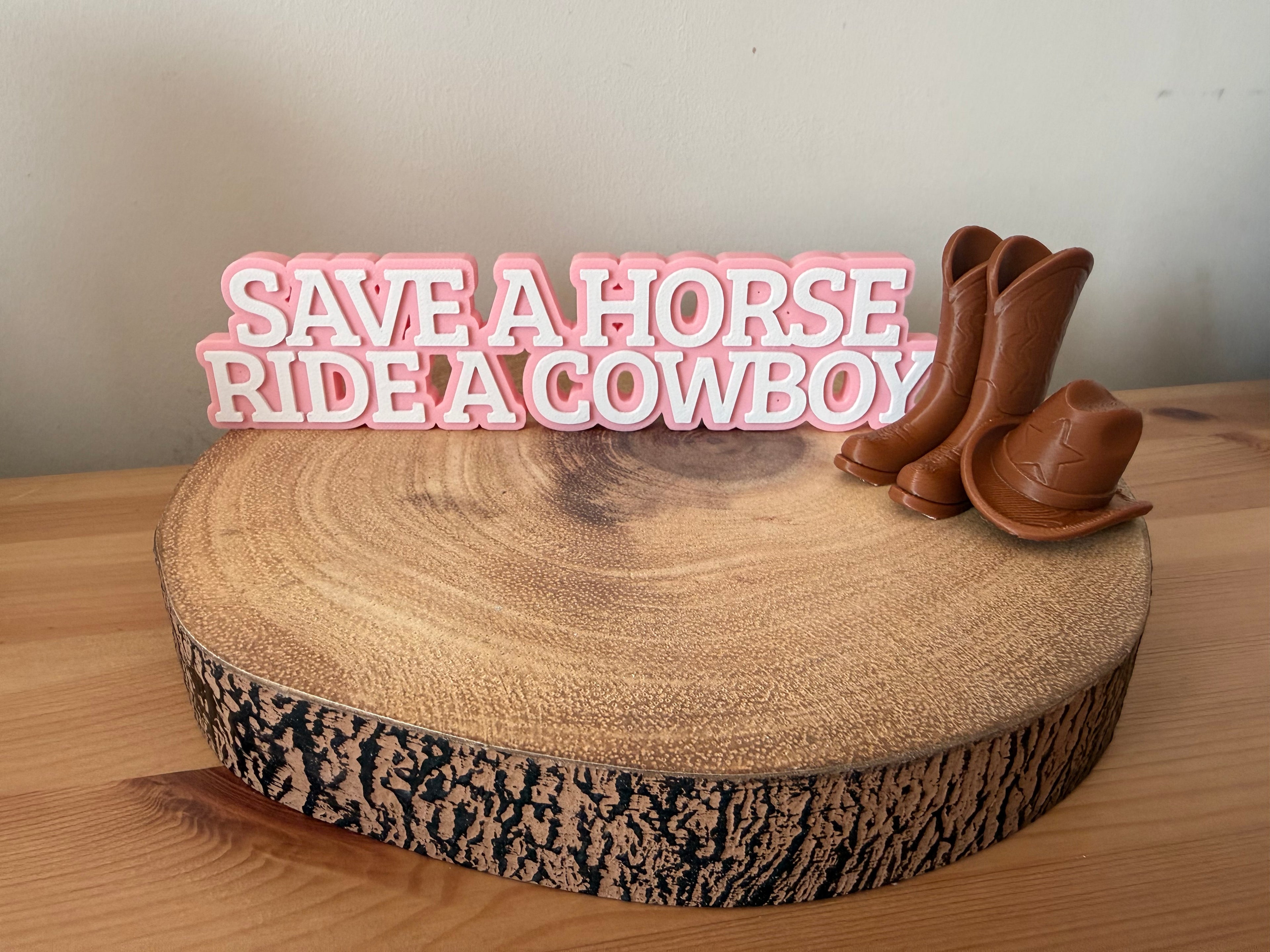 Save a Horse Ride a Cowboy Shelf Sign – 3D Printed Bookshelf Decor
