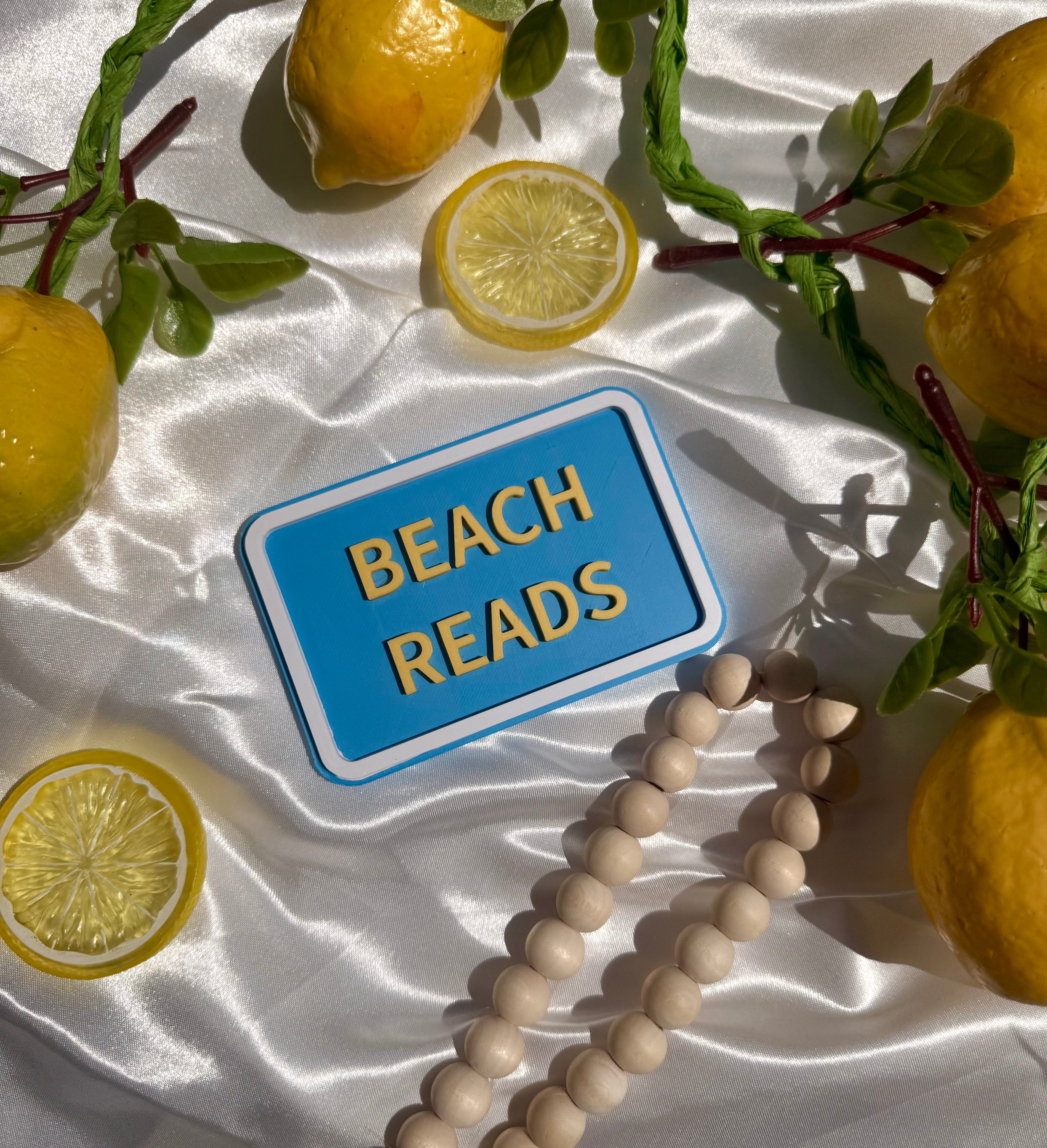 Beach Reads Shelf Sign – 3D Printed Bookshelf Decor