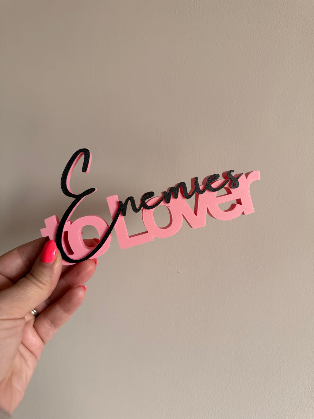 Enemies to Lover Shelf Sign – 3D Printed Bookshelf Decor